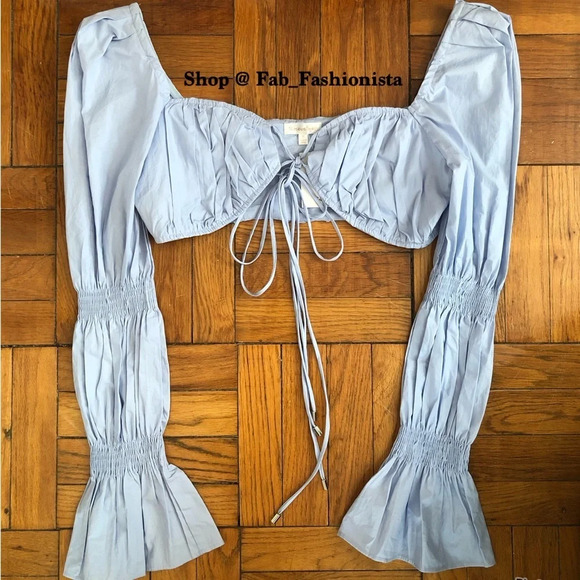 Front tie crop top with statement sleeves - Picture 5 of 12